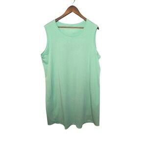 Eileen Fisher XL Sleeveless Dress Green Knit Casual Tank Style Minimalist